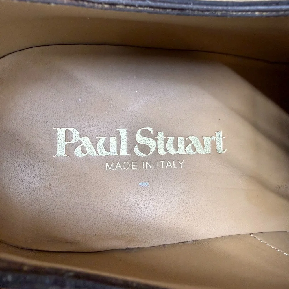 Paul Stuart Derby‎ Mens 9 Dark Brown Leather Apron Toe Executive Business Square